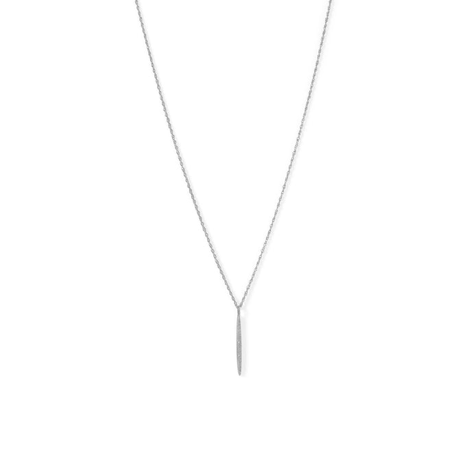 Rhodium Plated Vertical Bar Necklace with Diamonds - SoMag2