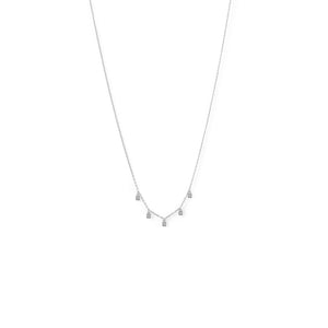 Rhodium Plated Dainty CZ Charm Necklace - SoMag2