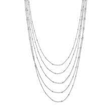 Load image into Gallery viewer, Rhodium Plated Five Strand Satellite Chain Necklace - SoMag2