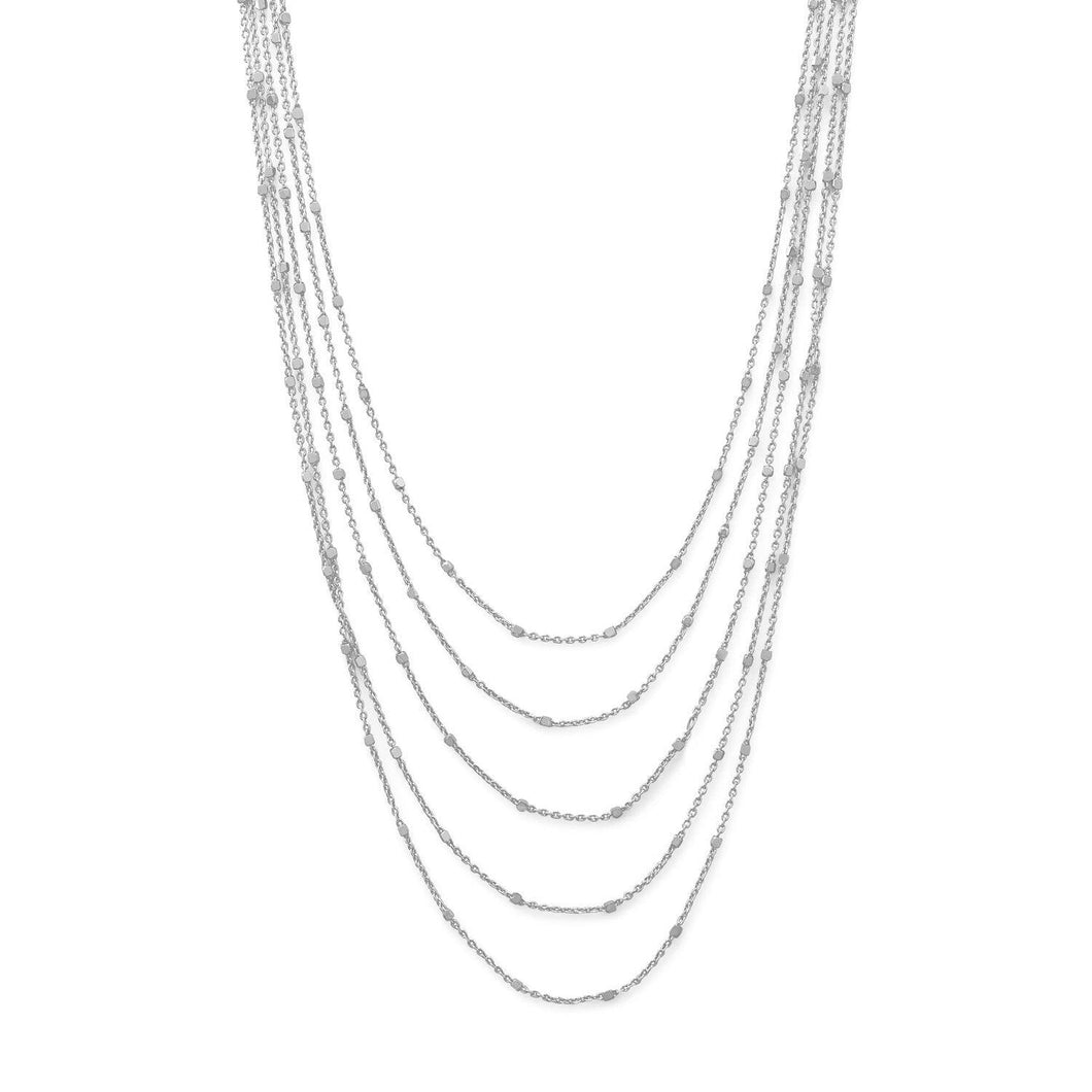 Rhodium Plated Five Strand Satellite Chain Necklace - SoMag2