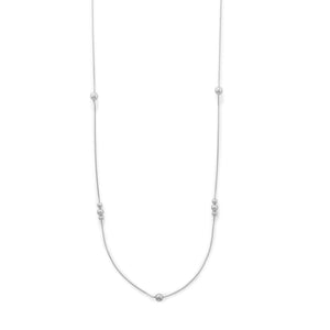 Long Silver Snake Chain with Beads Necklace - SoMag2