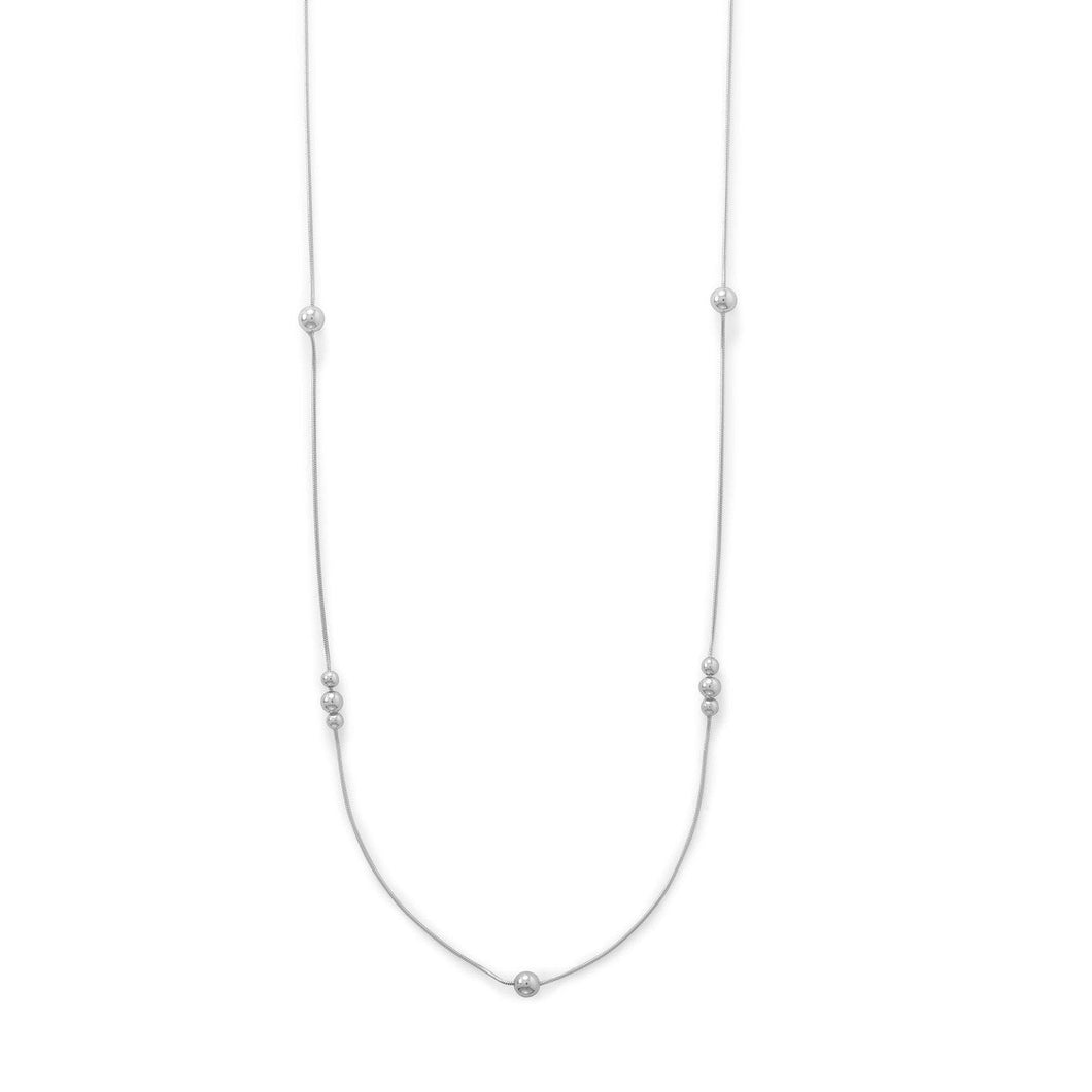 Long Silver Snake Chain with Beads Necklace - SoMag2