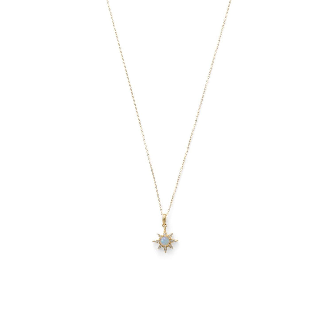 Gold Plated CZ Star and Synthetic Opal Necklace - SoMag2