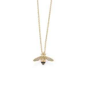 Bee Mine Gold Plated Cubic Zirconia Bee Necklace - The Southern Magnolia Too