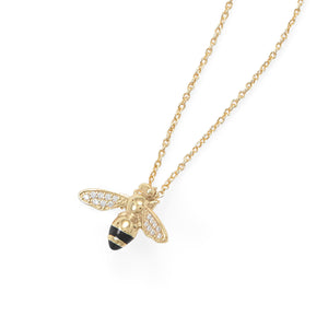 Bee Mine Gold Plated Cubic Zirconia Bee Necklace - The Southern Magnolia Too