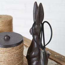 Load image into Gallery viewer, Metal Cast Iron Bunny Rabbit Twine Holder and Scissors