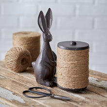 Load image into Gallery viewer, Metal Cast Iron Bunny Rabbit Twine Holder and Scissors