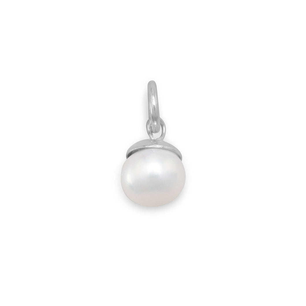 Rhodium Plated Cultured Freshwater Pearl Charm Bead - SoMag2
