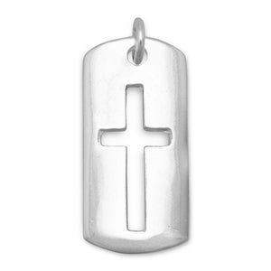 Rectangular Tag with Cut Out Cross Pendant - SoMag2