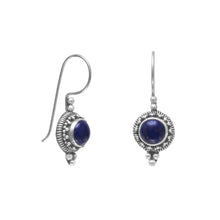 Load image into Gallery viewer, Round Lapis Bead Rope Edge Earrings on French Wire - SoMag2
