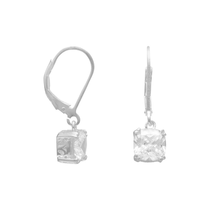 Round Edge Square CZ Lever Back Earrings - SoMag2