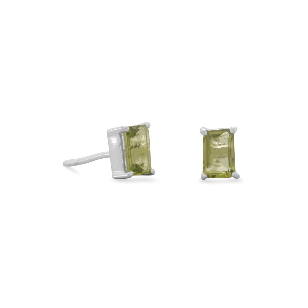 Emerald Cut Peridot Post Earrings - SoMag2