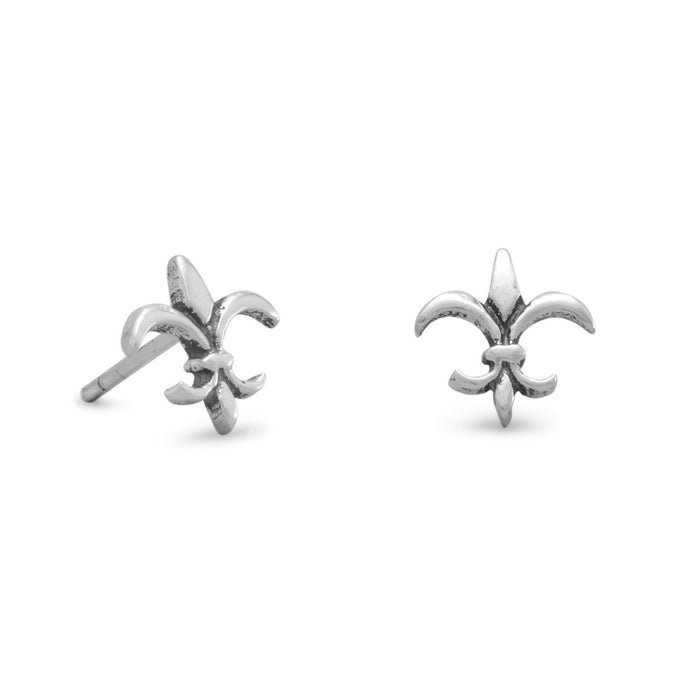 Small Oxidized Fleur de Lis Post Earrings - SoMag2