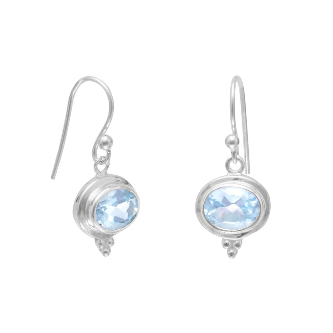 Oval Blue Topaz French Wire Earrings - SoMag2