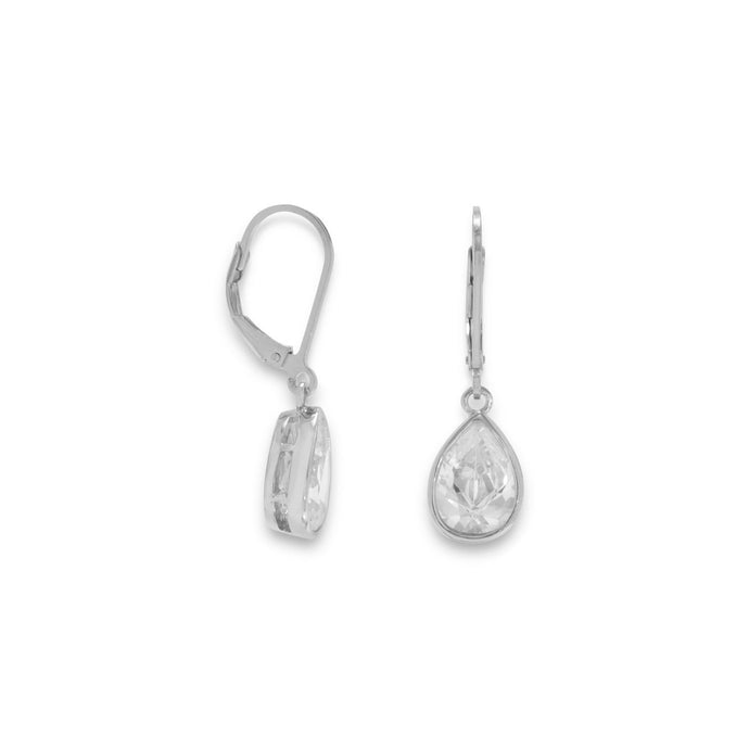 Rhodium Plated CZ Drop Earrings - SoMag2