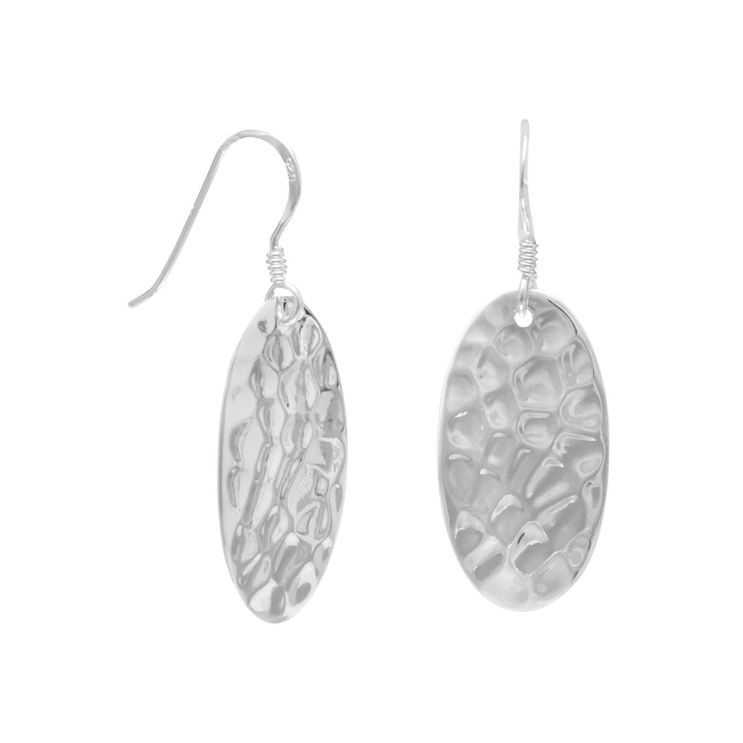 Small Oval Hammered French Wire Earrings - SoMag2