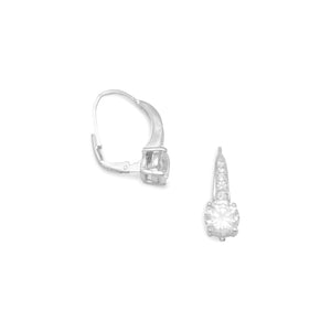 Rhodium Plated Graduated CZ Lever Back Earrings - SoMag2
