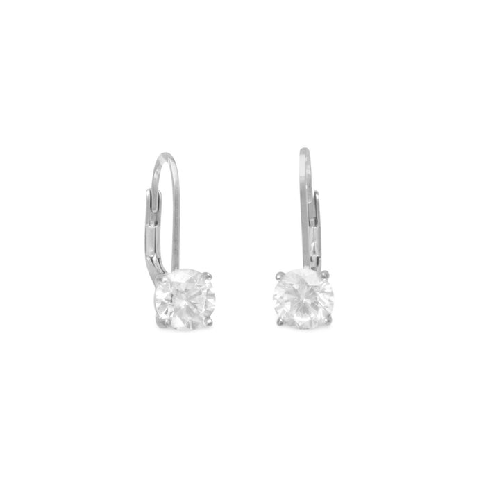 Rhodium Plated Lever Back CZ Earrings - SoMag2