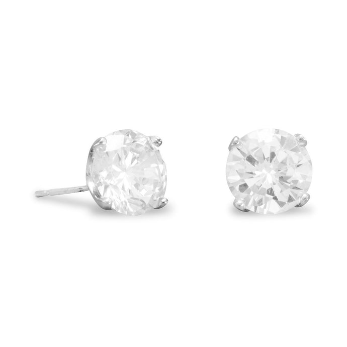 Rhodium Plated 8mm CZ Stud Earrings - SoMag2