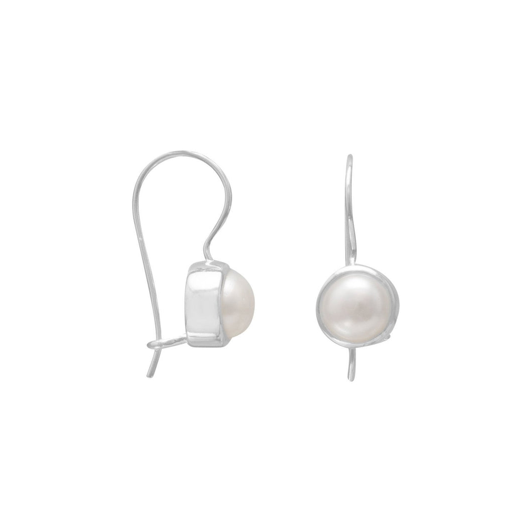 White Cultured Freshwater Pearl Earrings on Euro Wire - SoMag2