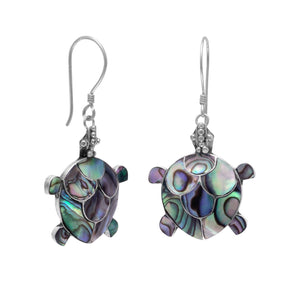 Paua Shell Turtle French Wire Earrings - SoMag2