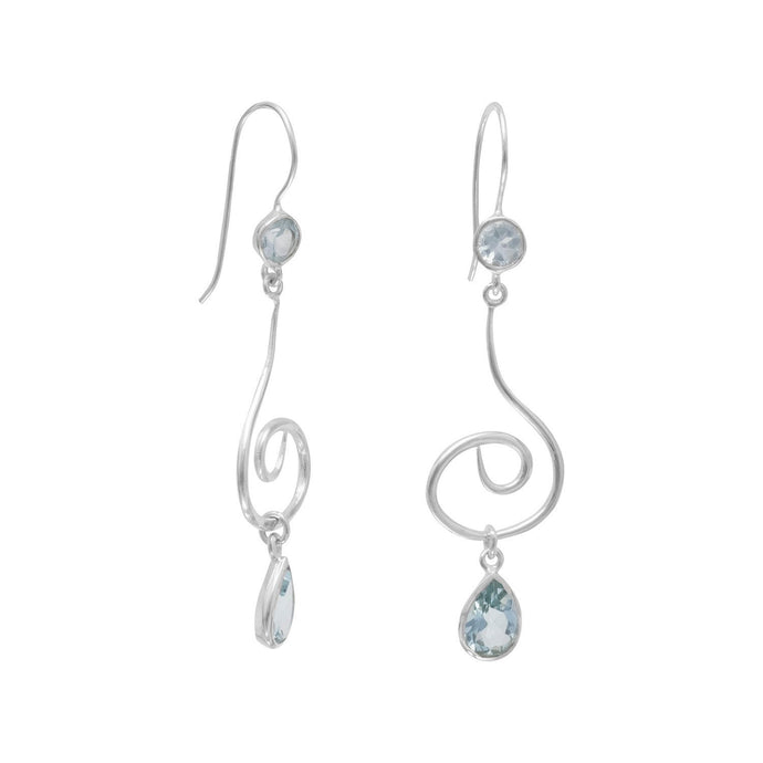 Swirl Design Earrings with Faceted Blue Topaz - SoMag2