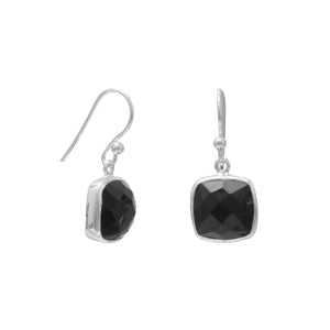 Faceted Black Onyx French Wire Earrings - SoMag2