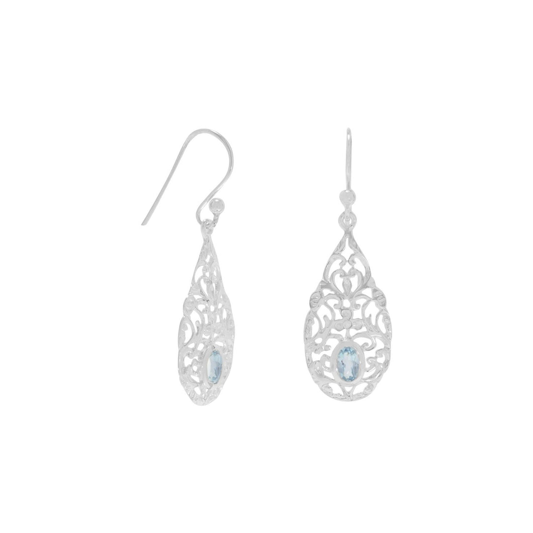 Pear Shape Blue Topaz Drop Earrings - SoMag2