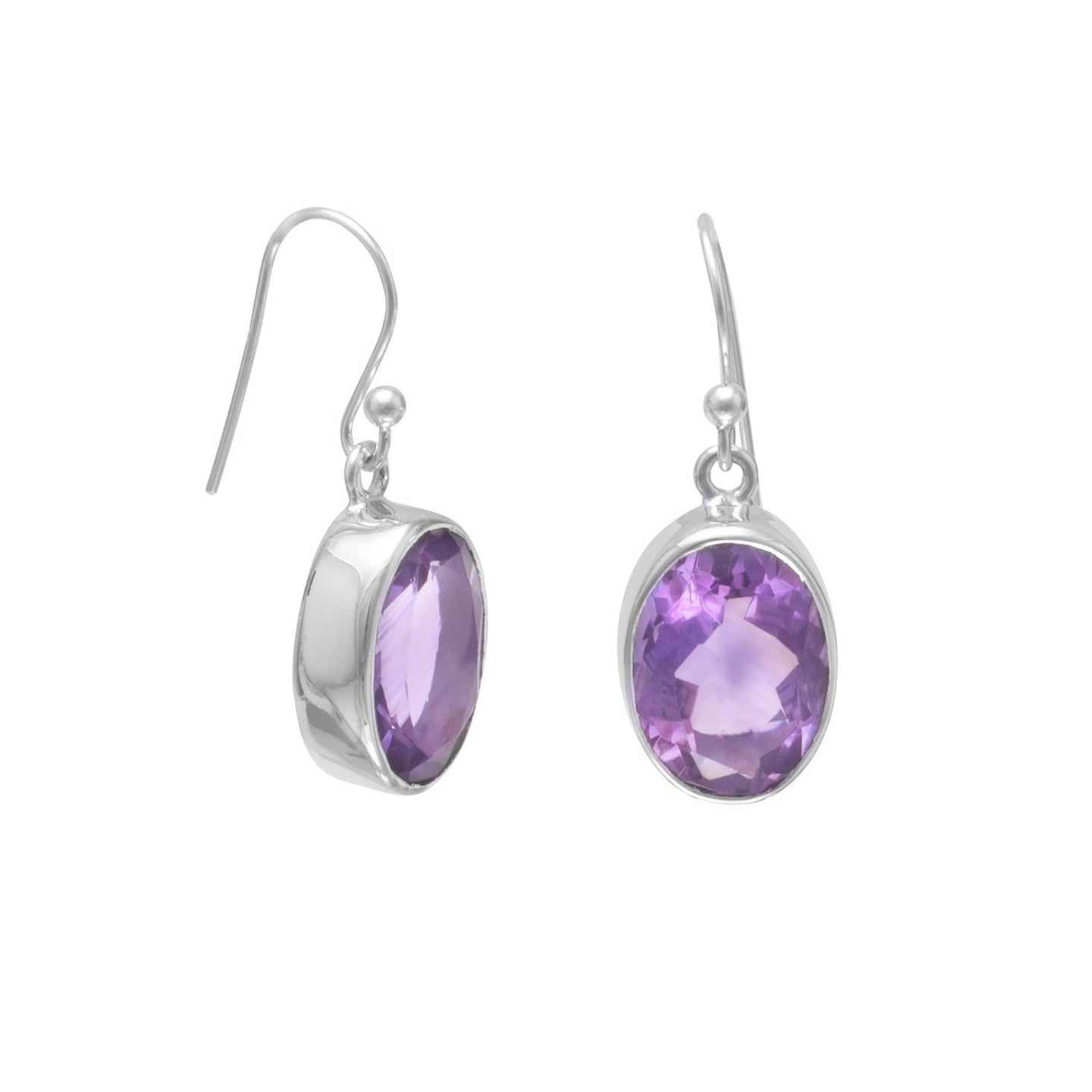 Faceted Amethyst French Wire Earrings - SoMag2
