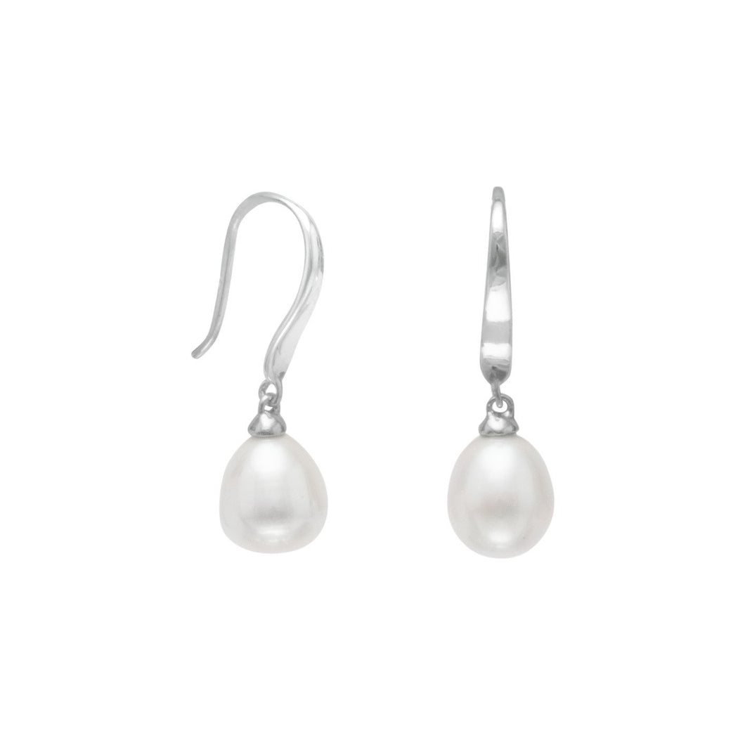 Rhodium Plated Cultured Freshwater Pearl French Wire Earrings - SoMag2