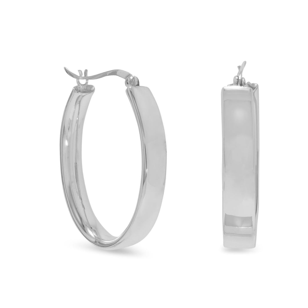 Flat 5.5 mm Oval Hoop Earrings - SoMag2