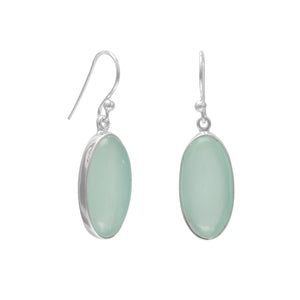 Oval Green Chalcedony French Wire Earrings - SoMag2