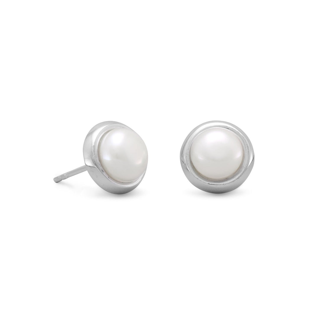 Cultured Freshwater Button Pearl Stud Earrings - SoMag2