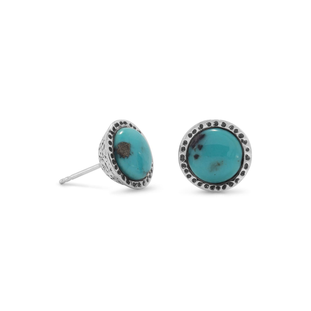 Oxidized Stabilized Turquoise Stud Earrings - SoMag2