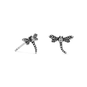 Oxidized Crystal Dragonfly Earrings - SoMag2