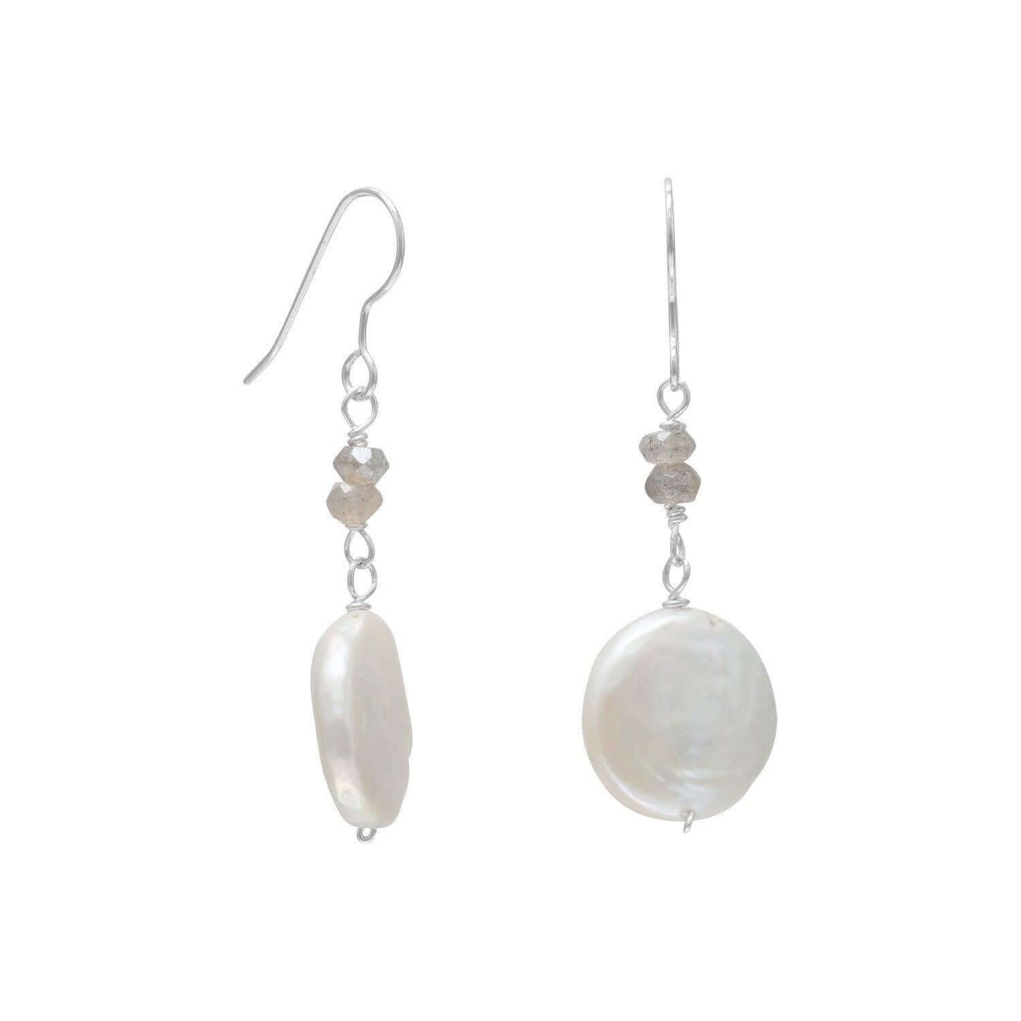 Baroque Pearl and Labradorite Drop Earrings - SoMag2