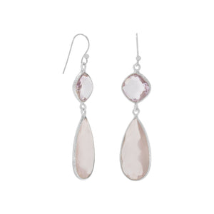 Pink Amethyst and Rose Quartz Drop Earrings - SoMag2
