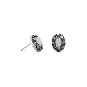 Marcasite and Shell Stud Earrings - SoMag2
