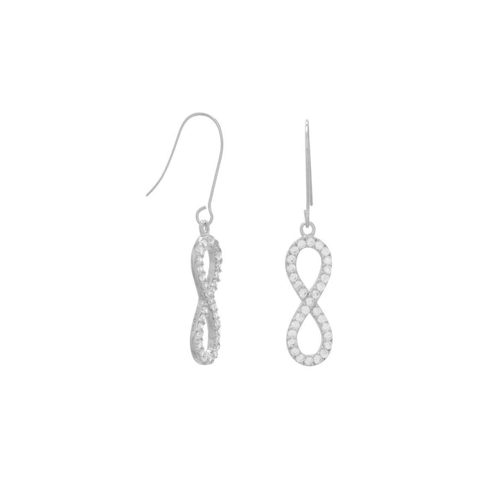 Rhodium Plated CZ Infinity Drop Earrings - SoMag2