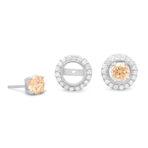 Rhodium Plated CZ Frame Earring Jackets. Pink CZ Stud Earrings Sold Separately. - SoMag2