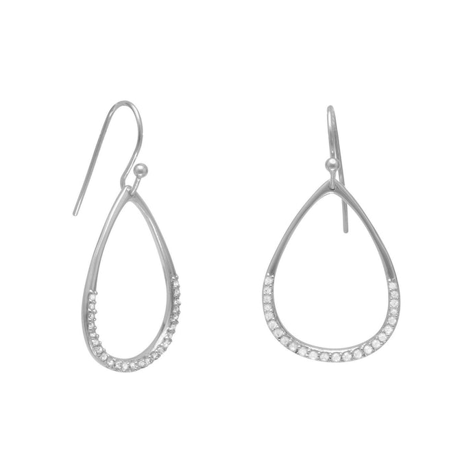 Rhodium Plated CZ Pear Drop Earrings - SoMag2