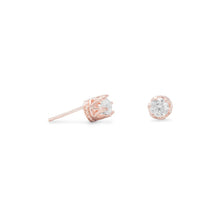 Load image into Gallery viewer, Rose Gold Plated Crown Set CZ Earrings - SoMag2