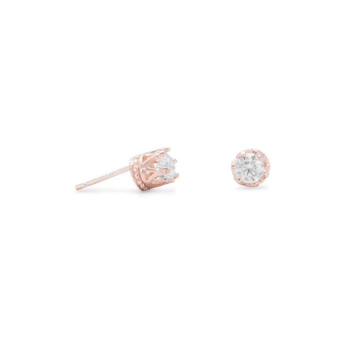 Rose Gold Plated Crown Set CZ Earrings - SoMag2