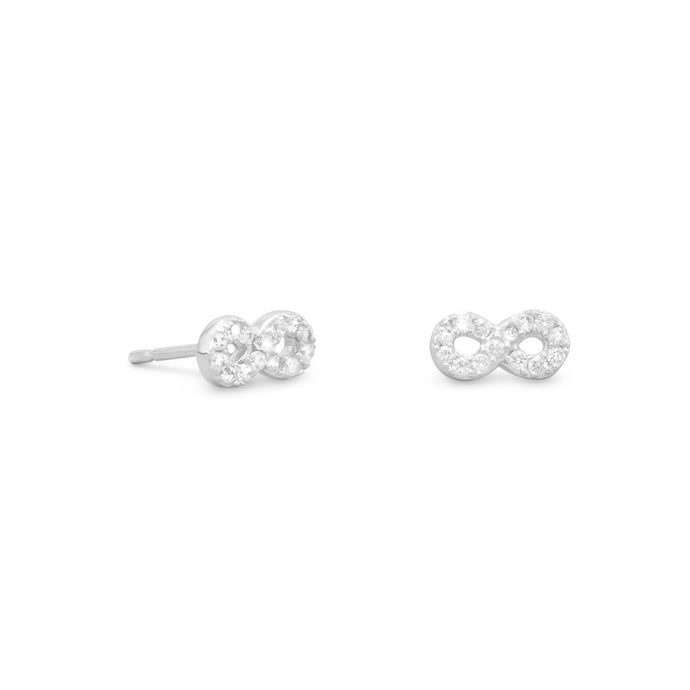 Rhodium Plated CZ Infinity Earrings - SoMag2