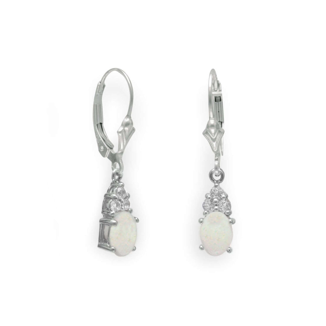 Rhodium Plated Australian Opal and White Topaz Earrings - SoMag2