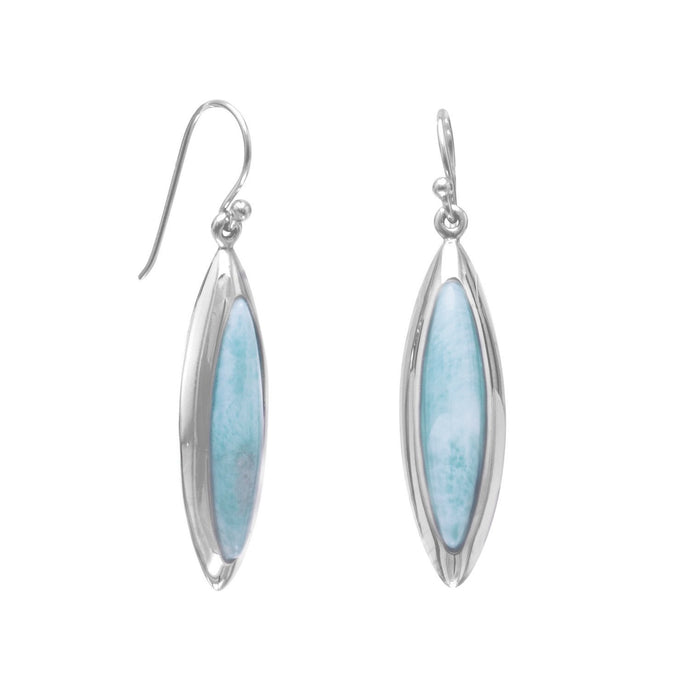 Rhodium Plated Marquise Larimar Earrings - SoMag2