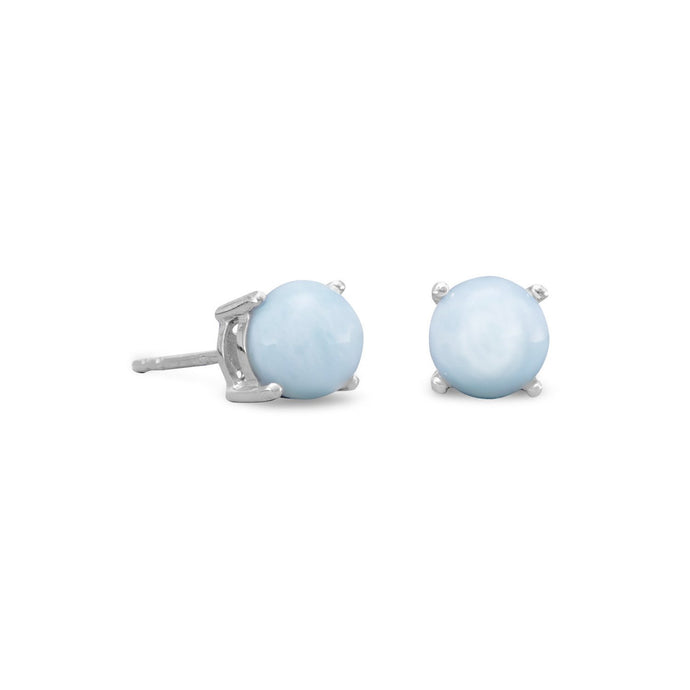 Rhodium Plated Larimar Stud Earrings - SoMag2