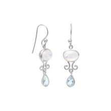 Load image into Gallery viewer, Rainbow Moonstone and Blue Topaz Drop Earrings - SoMag2