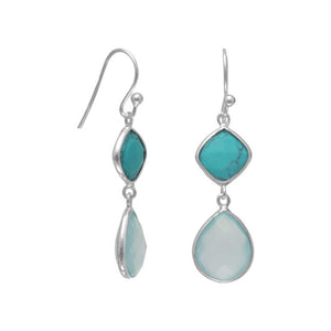 Stabilized Turquoise and Sea Green Chalcedony Drop Earrings - SoMag2