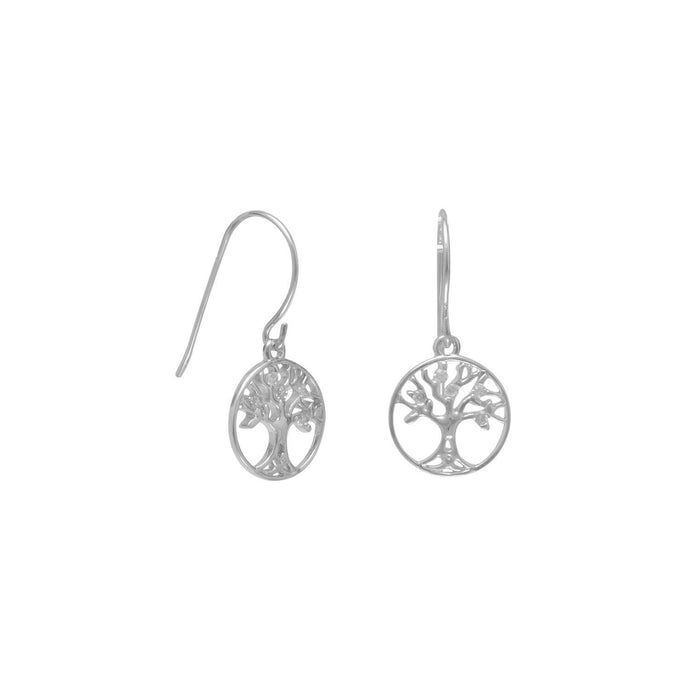 Rhodium Plated CZ Tree of Life Earrings - SoMag2